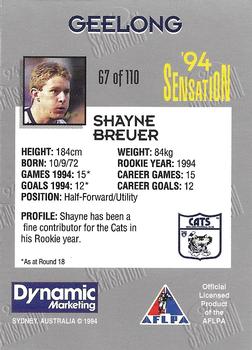 1994 AFL Sensation #67 Shayne Breuer Back